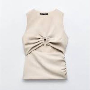 Zara NWOT Nude Cutout Top